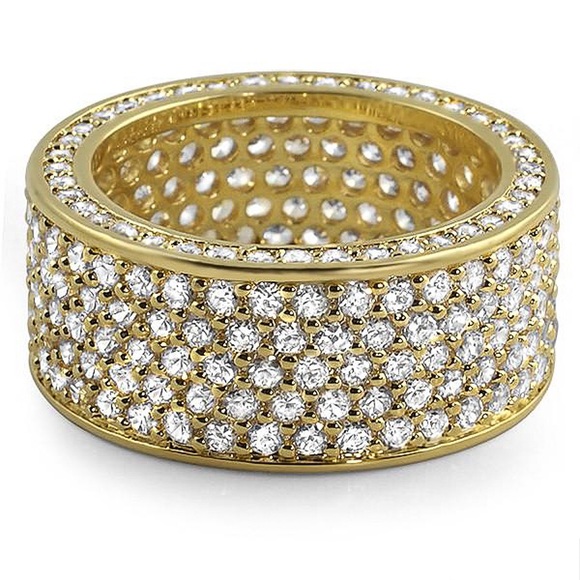 Men's 14k Gold Hip Hop Iced Out Pinky Ring - Picture 2 of 3